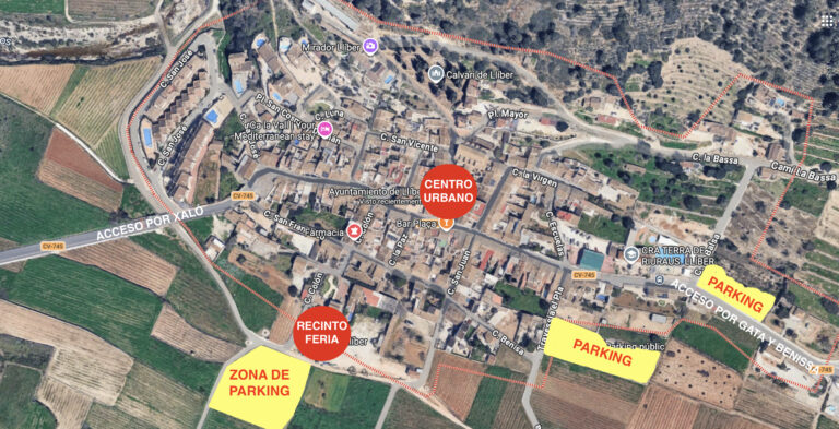 Parking en Llíber para la Feria del Embutido